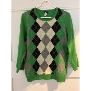 J. Crew 3/4 sleeve argyle sweater